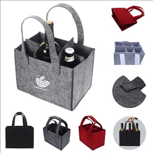 6 Bottle Felt Wine Tote Bag